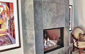 Stone fireplace